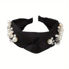 Faux Pearl Headband Knotted Cross Hair Hoop Hair Accessories For Women Girls