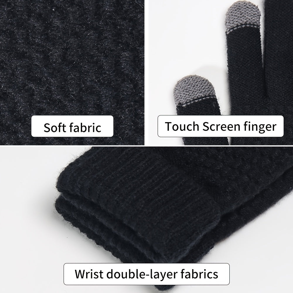 Winter Knitted Touch Screen Full Finger Gloves for Running and Driving