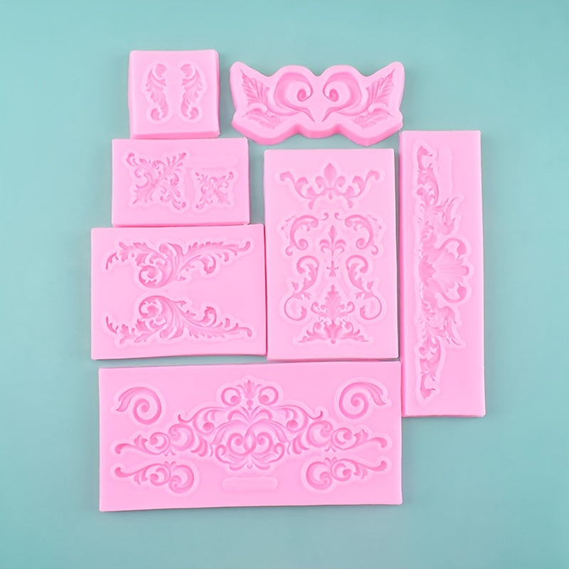 7pcs European Style Embossed Silicone Mold Sets