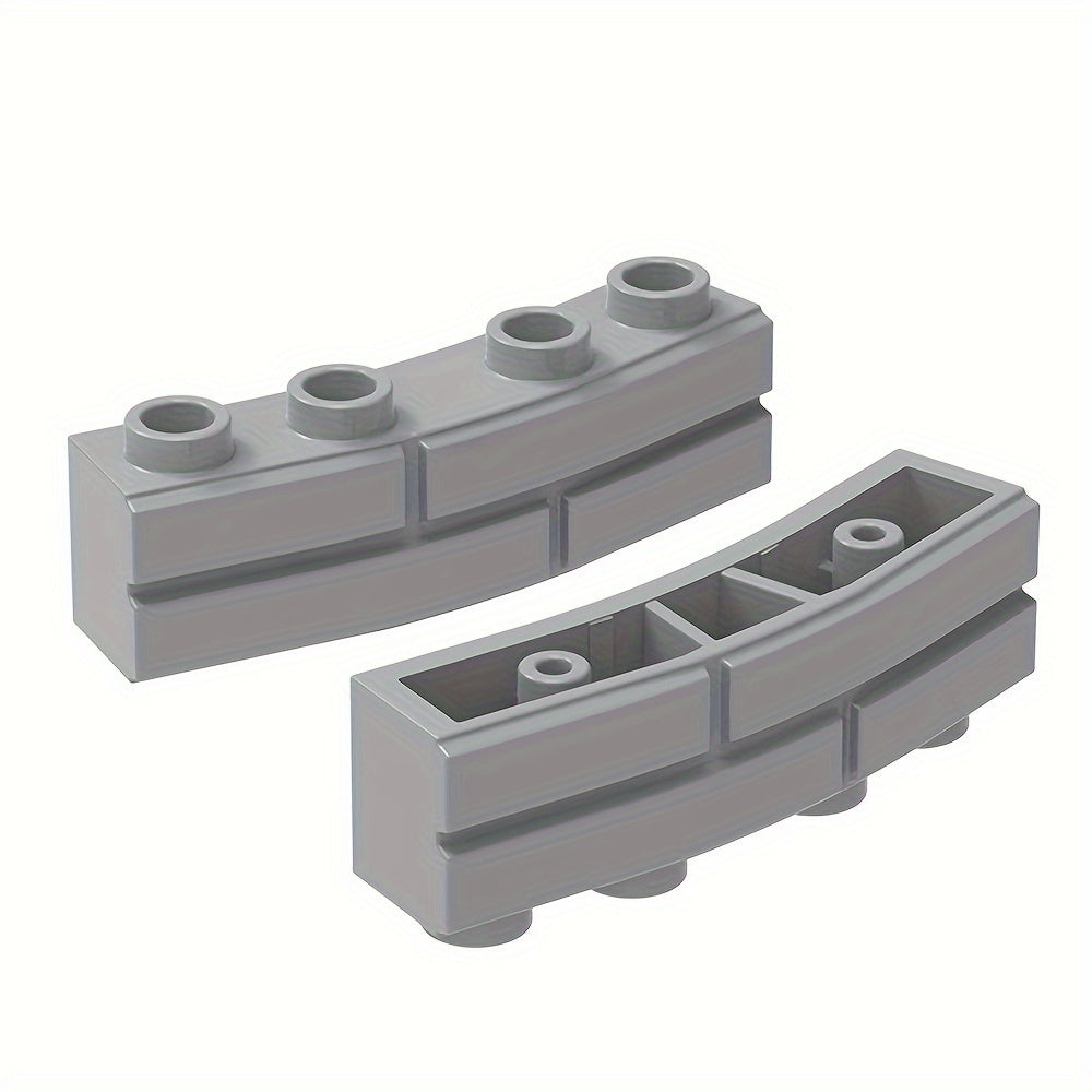 9pcs Building Block Set Khaki Curved Wall Tiles & Lattice Bricks