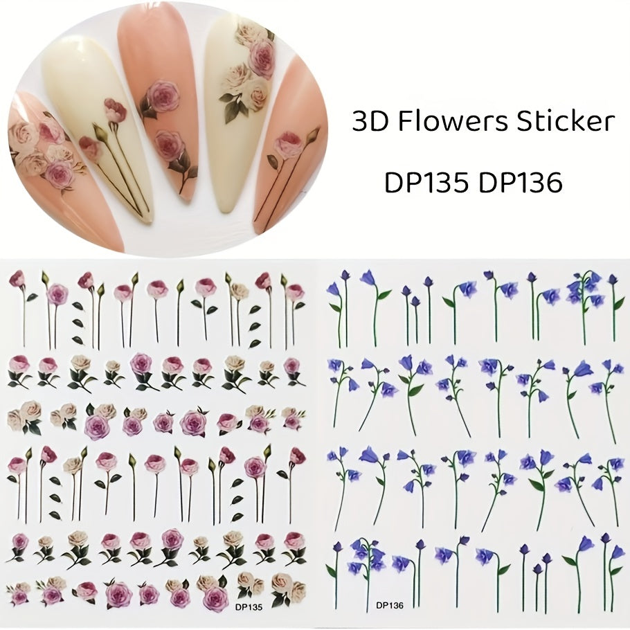 Spring Flowers Nail Art Stickers - Easy Self Adhesive Design
