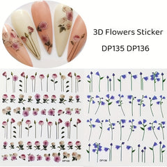 Spring Flowers Nail Art Stickers - Easy Self Adhesive Design
