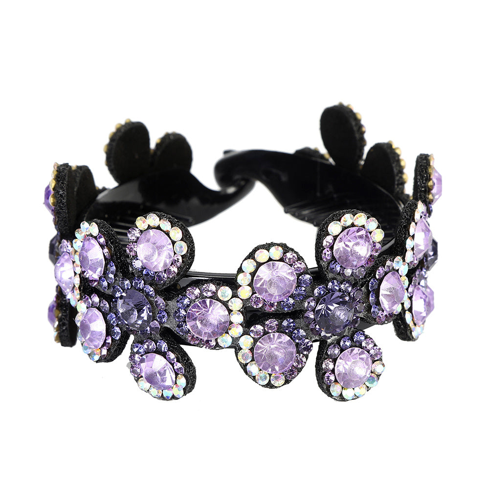 Rhinestone Flower Hair Claw for Women Head Bun Ponytail Holder