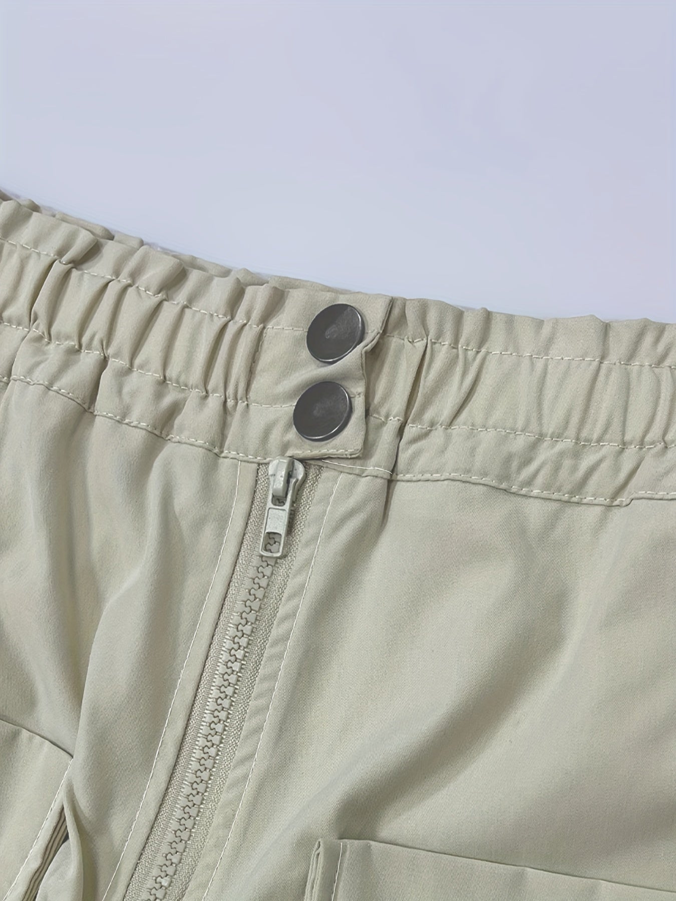  Y2K Cargo Pants Women's Plain Zipper Elastic Button Decor