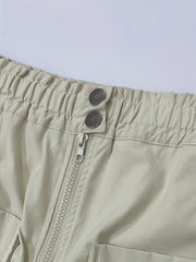 Y2K Cargo Pants Women's Plain Zipper Elastic Button Decor