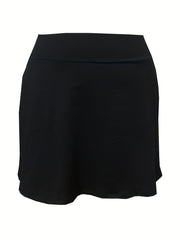  Solid Stretch Tennis Skort With Pockets