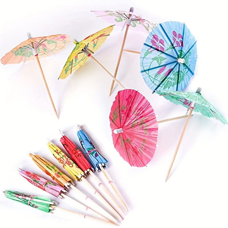50 Coconut Tree Umbrella Picks for Pool Party Decorations and Summer Supplies