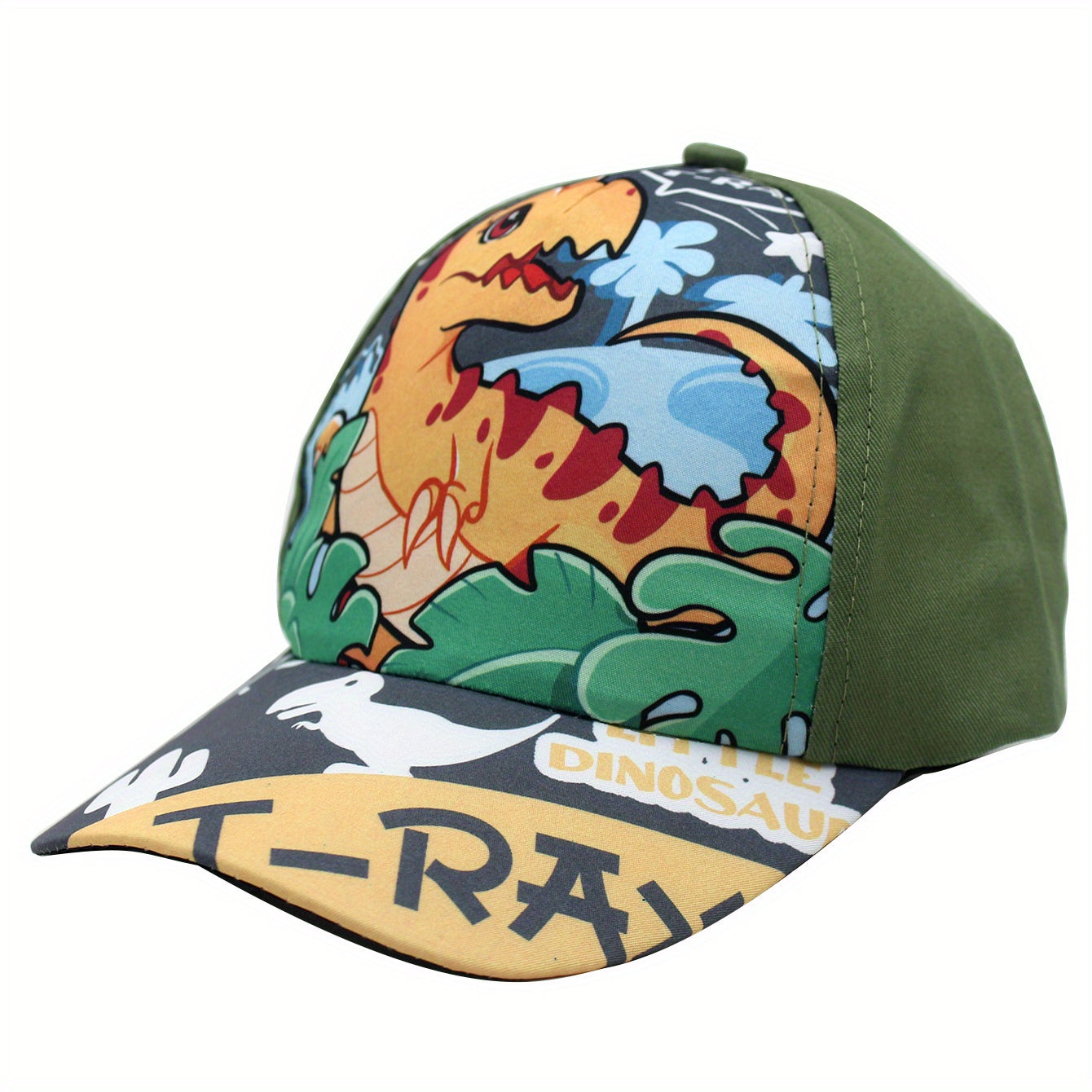 Dinosaur Embroidery Print Wide Brim Baseball Cap