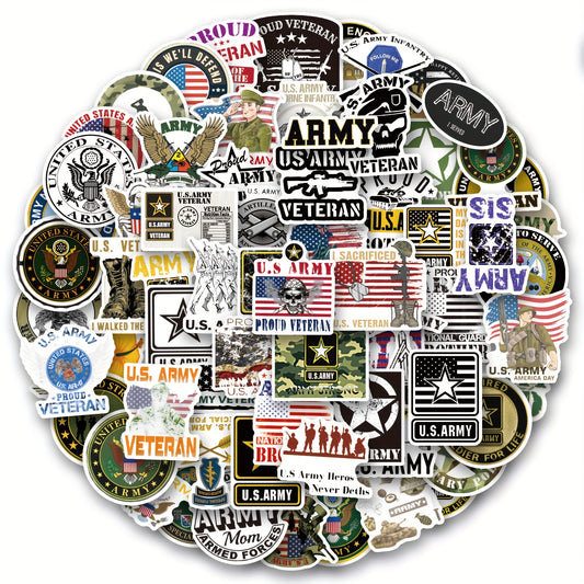 100pcs Army Stickers Military Stickers Water Bottles Laptops Cars