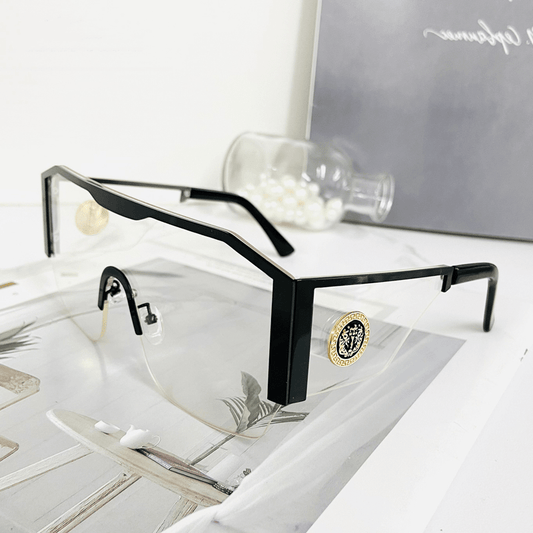 Square Rimless Sunglasses Men's Vintage Big Frame UV400