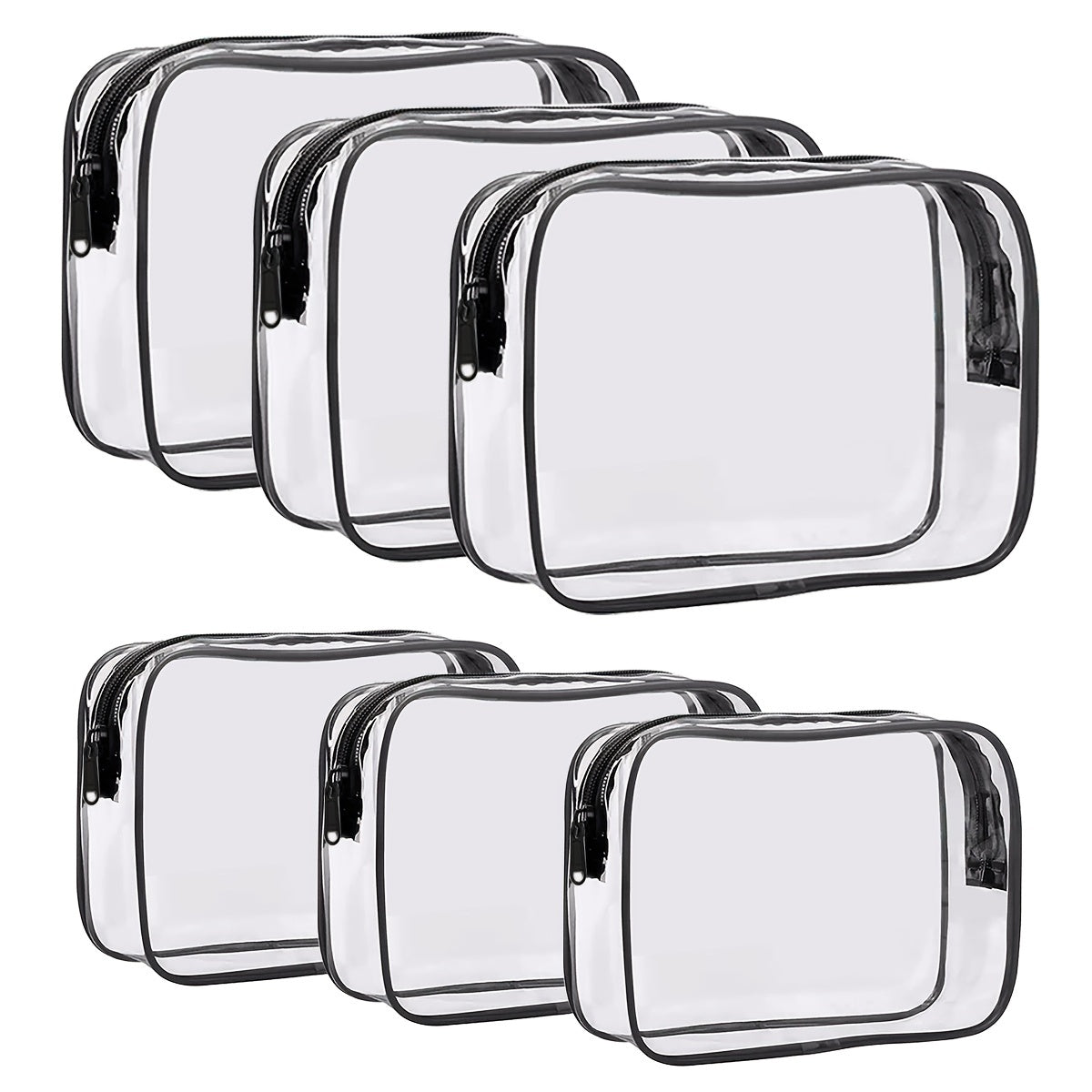 6pcs PVC Clear Toiletry Bags Travel Cosmetic Makeup Bags With Zipper