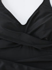  Ruched Cross Front One Piece Swimsuit Tummy Control