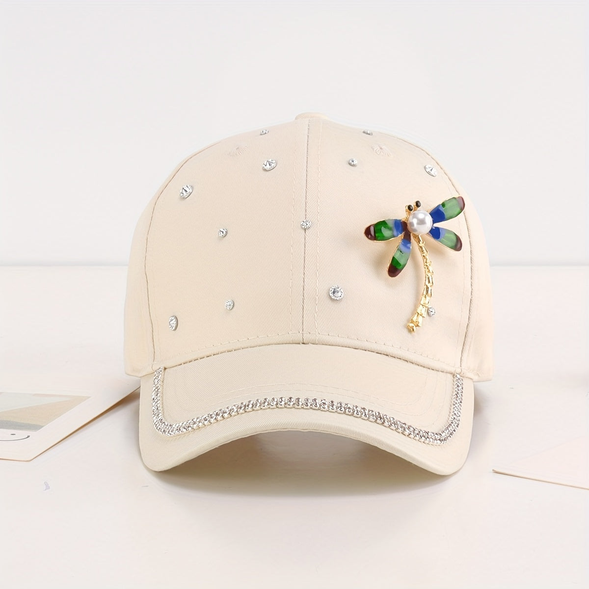 Rhinestone Dragonfly Summer Cap for Big Girls