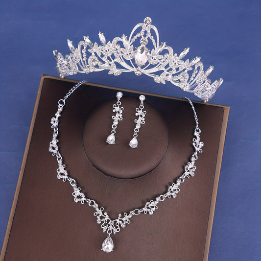 Girl's Crown Necklace Earrings Jewelry Set