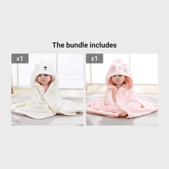 Baby's Swaddling Blanket Coral Velvet Hooded Bath Towel