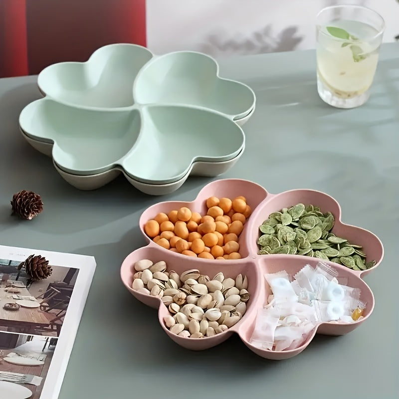 Heart Fruit Tray 4 Grid Snack Clover Small Fruit Basket