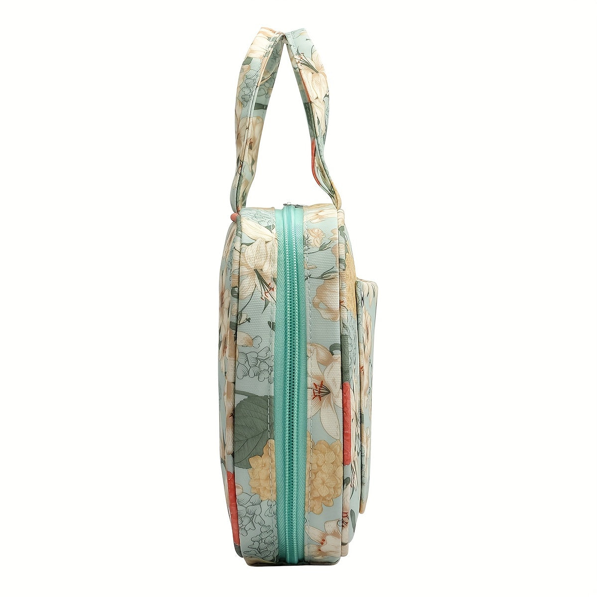 Green Lily Pattern Crochet Storage Bag - Knitting Tote
