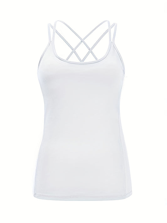 Round Neck Yoga Top Criss Cross Straps Activewear