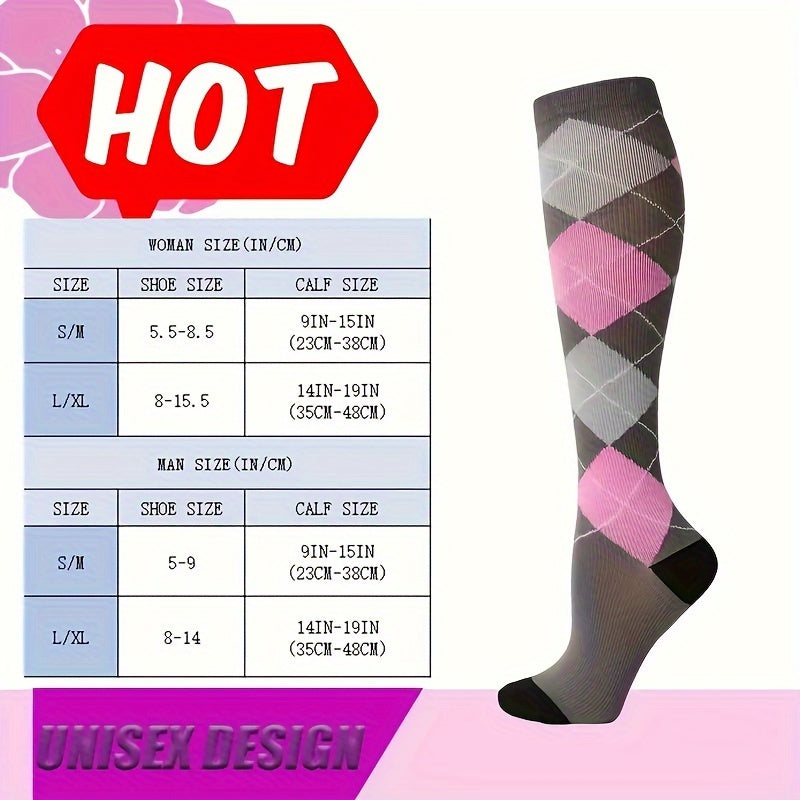 5 Pairs Compression Socks for Women Men 10-20 mmHg Knee High Compression Socks