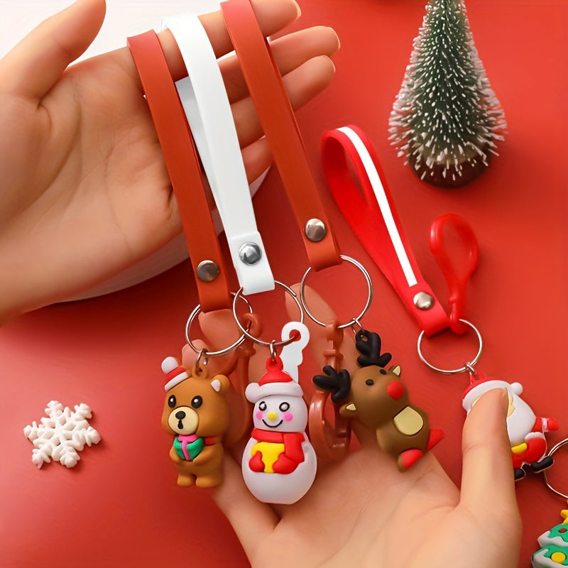 1pc Cartoon Silicone Christmas Keychain Family Party Small Gift