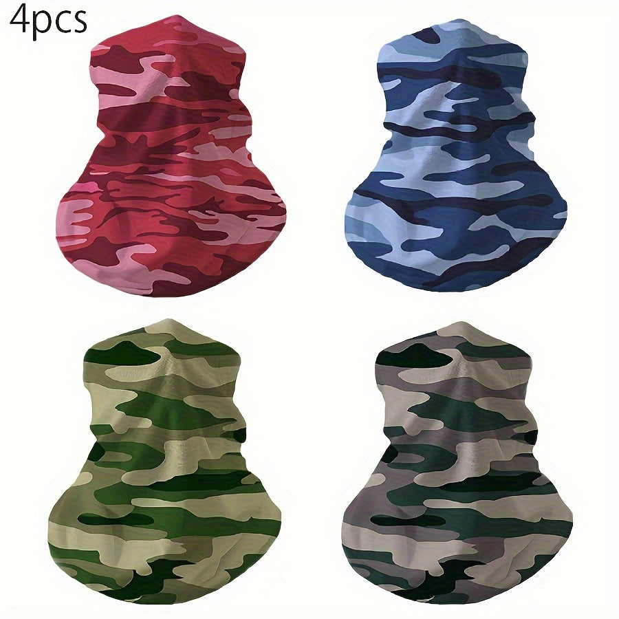 4 Pack Sunscreen Neck Cover Face Mask for Outdoor Cycling Camo Half Face Cover