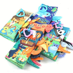 Interactive Animal Tail Cloth Book for Toddlers 0-3 Years