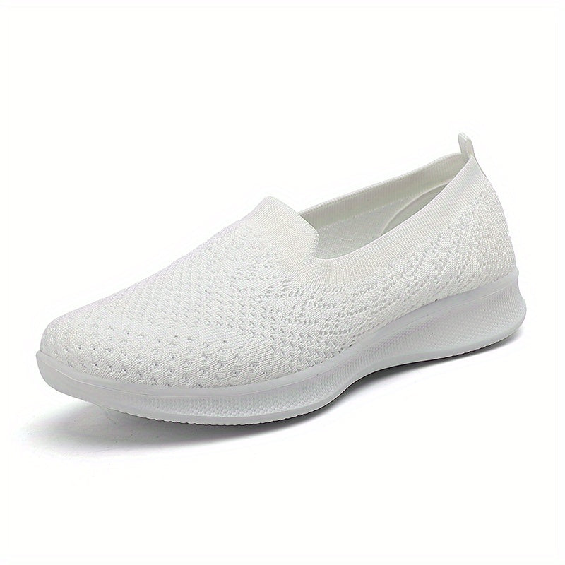 Women's Breathable Knit Flat Shoes Lightweight Low Top Slip On Shoes