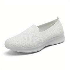 Women's Breathable Knit Flat Shoes Lightweight Low Top Slip On Shoes