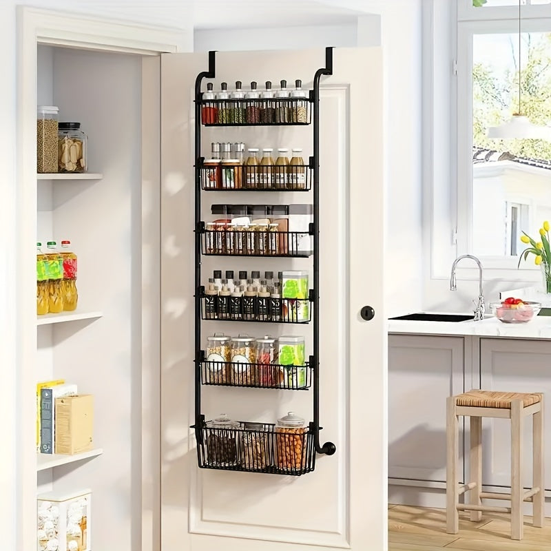 6-in-1 Over Door Pantry Organizer Heavy Duty Metal Rack