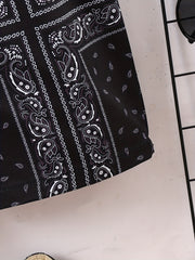 Men's Paisley Print Elastic Waist Workout Shorts
