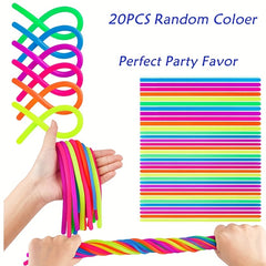 20pcs Stretchy Fidget Strings Colorful Elastic Rope Sensory Play DIY Party