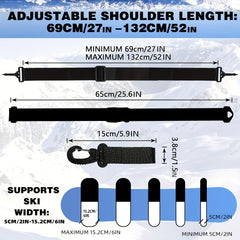 Portable Ski Sled Straps Pole Carrier Adjustable Shoulder Straps