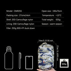 Ultralight Camo Envelope Sleeping Bag for Camping