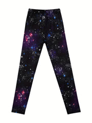 Starry Print Leggings For Kid Girls Slim Fit Stretchy Casual Tight Pants
