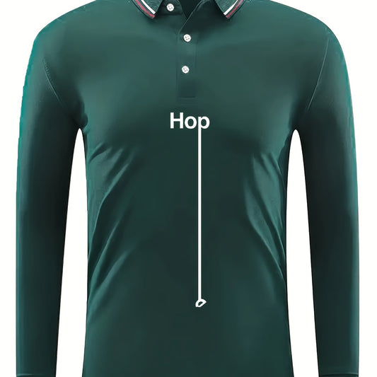 HOP Pattern Men's Long Sleeve Polo Shirt