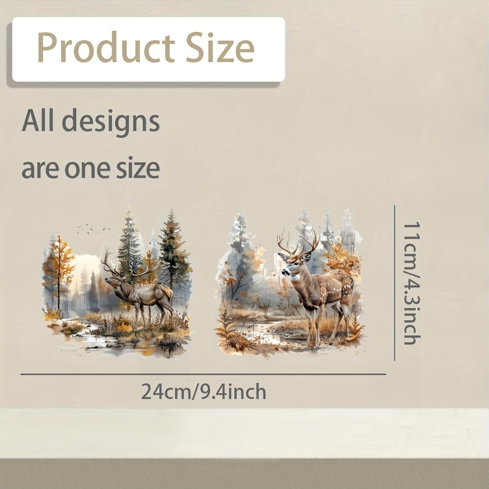 5pcs Forest Deer 16oz Glass Jar Decorative Stickers UV DTF High Adhesive