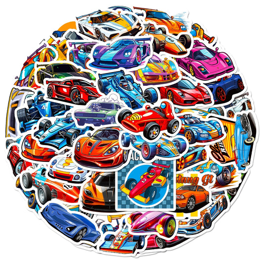 50pcs Racing Car Stickers Waterproof Vinyl Decals Laptop Skateboard Phone Water