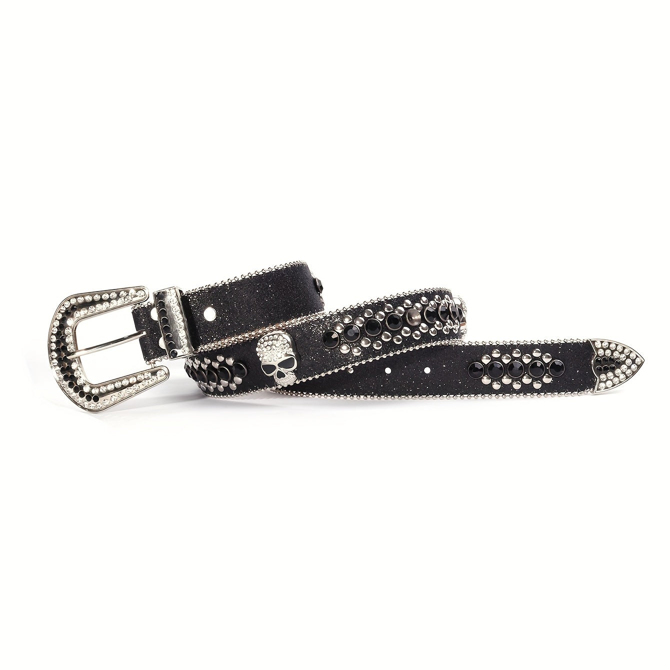 Skull Head Rivet Leather Belt for Jeans Pants