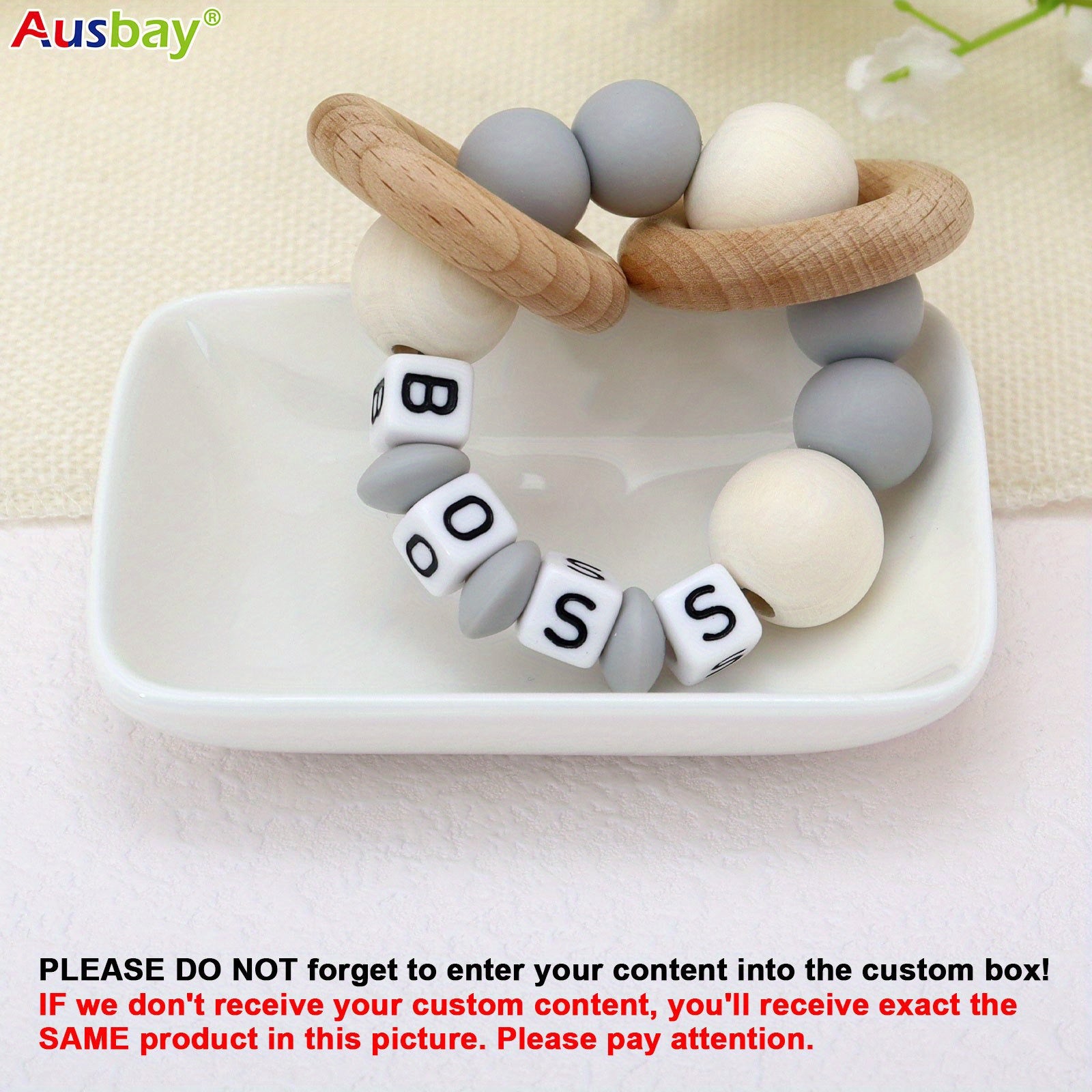 Personalized Name Rattle Toy with Teething Toys
