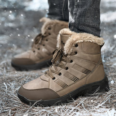Men's Waterproof Snow Boots, Warm Fleece Lining, Rubber Sole