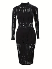 Sexy 3pc Ripped Bodycon Set: Dress, Cami Top, Shorts