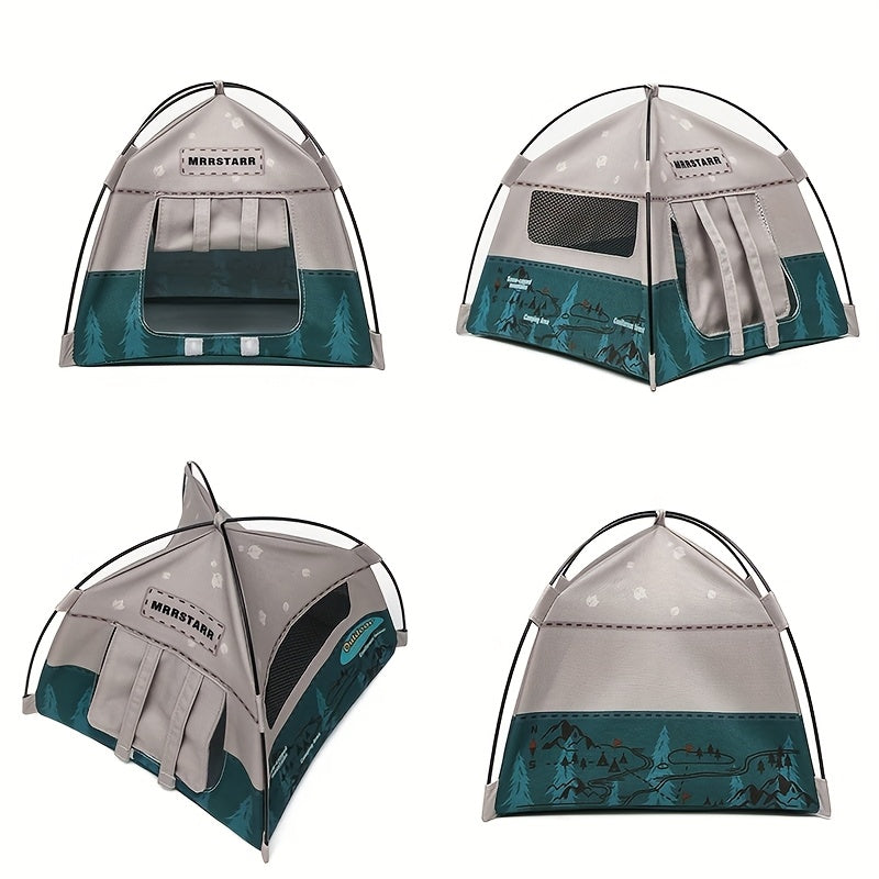 Mini Grey Doll Tent Portable Camping Scene Accessory Mesh Windows & Storage