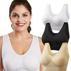 3 Pack Plus Size Sports Bra Women's Plus Seamless High Stretch Sports Bra Set