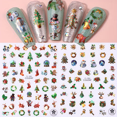 3D Christmas Nail Art Sticker Green Christmas Tree Self Adhesive Sliders