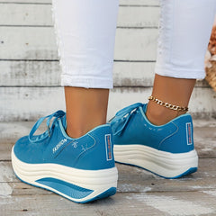 Lace Up Wedge Sneakers Thick Sole Casual Shoes Women