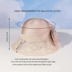 Mesh Flower Decor Bucket Hat British Style Solid Thin Basin Hat