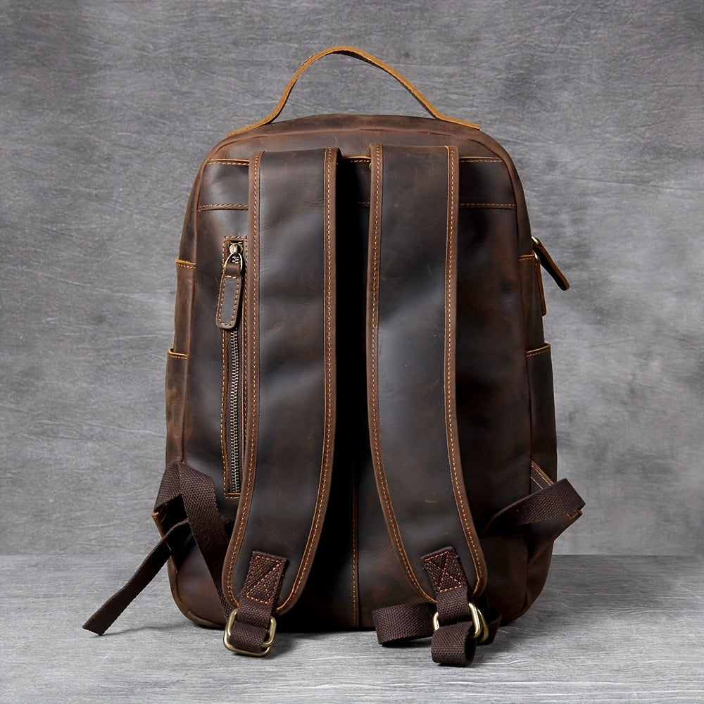 Vintage Leather Backpack Laptop Bag Outdoor Travel Weekender Shoulder Bag