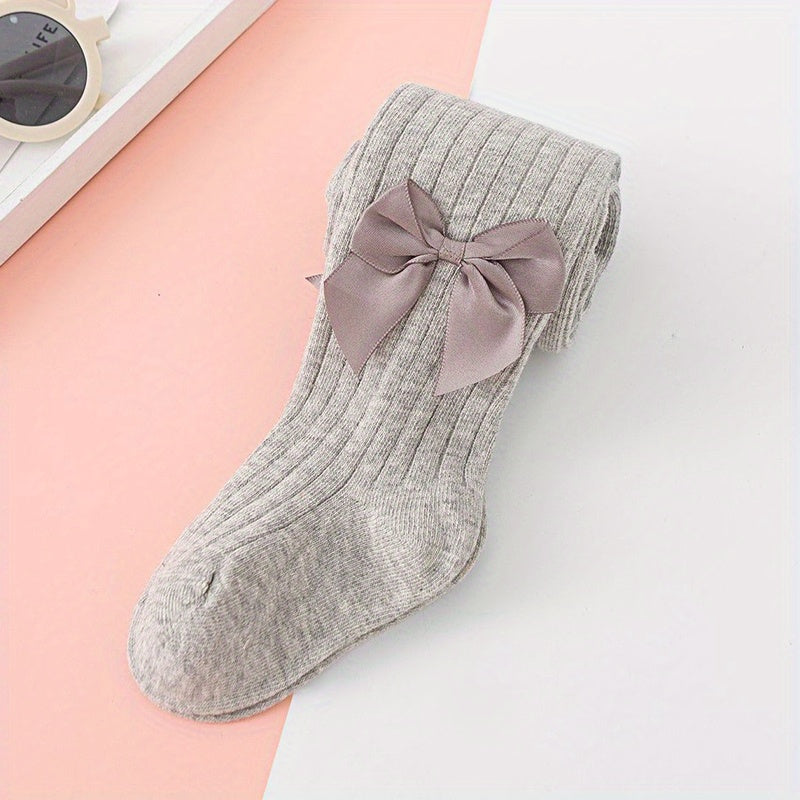 Girls Bow Decor Solid Pantyhose for Spring/Autumn