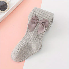 Girls Bow Decor Solid Pantyhose for Spring/Autumn
