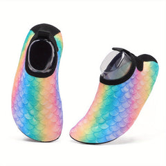 Girls' Gradient Fish Scale Water Shoes Quick Dry Lightweight Soft Socks
